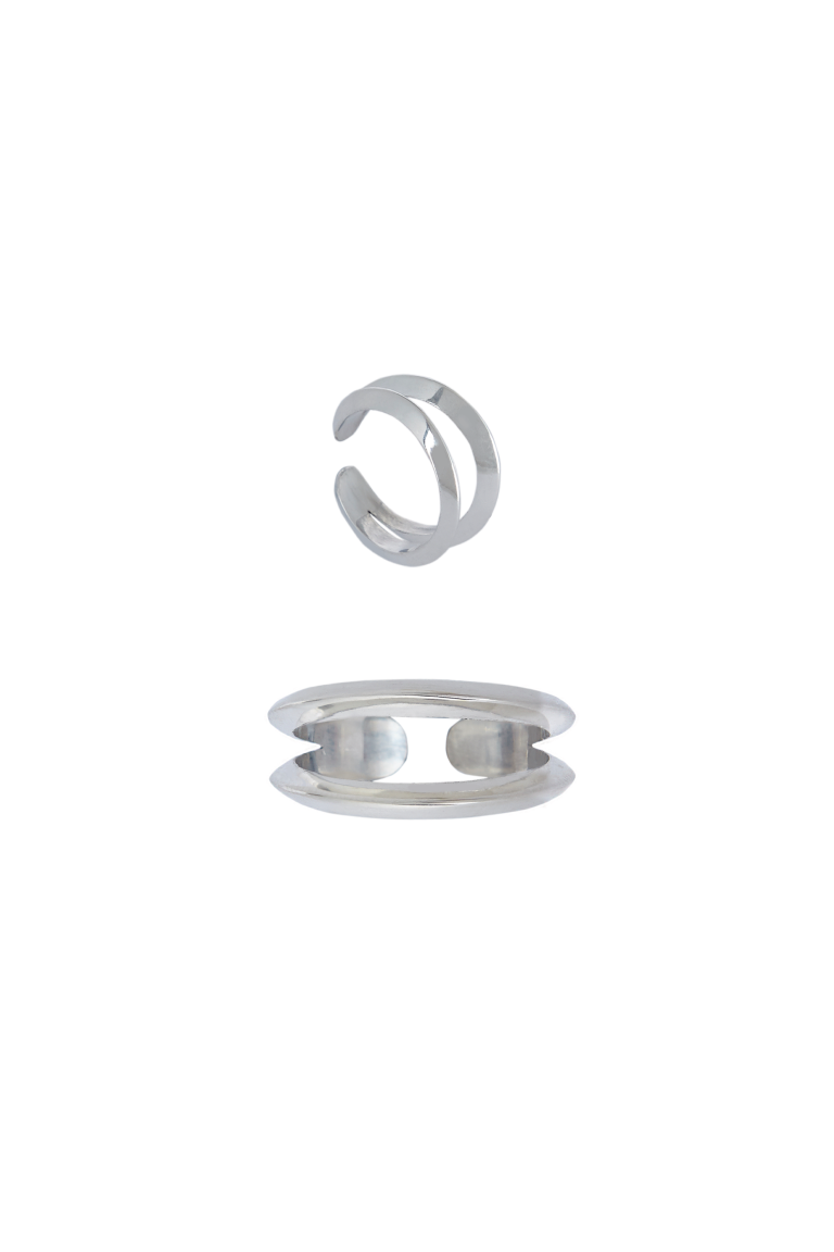 Ría Silver ring and earcuff set