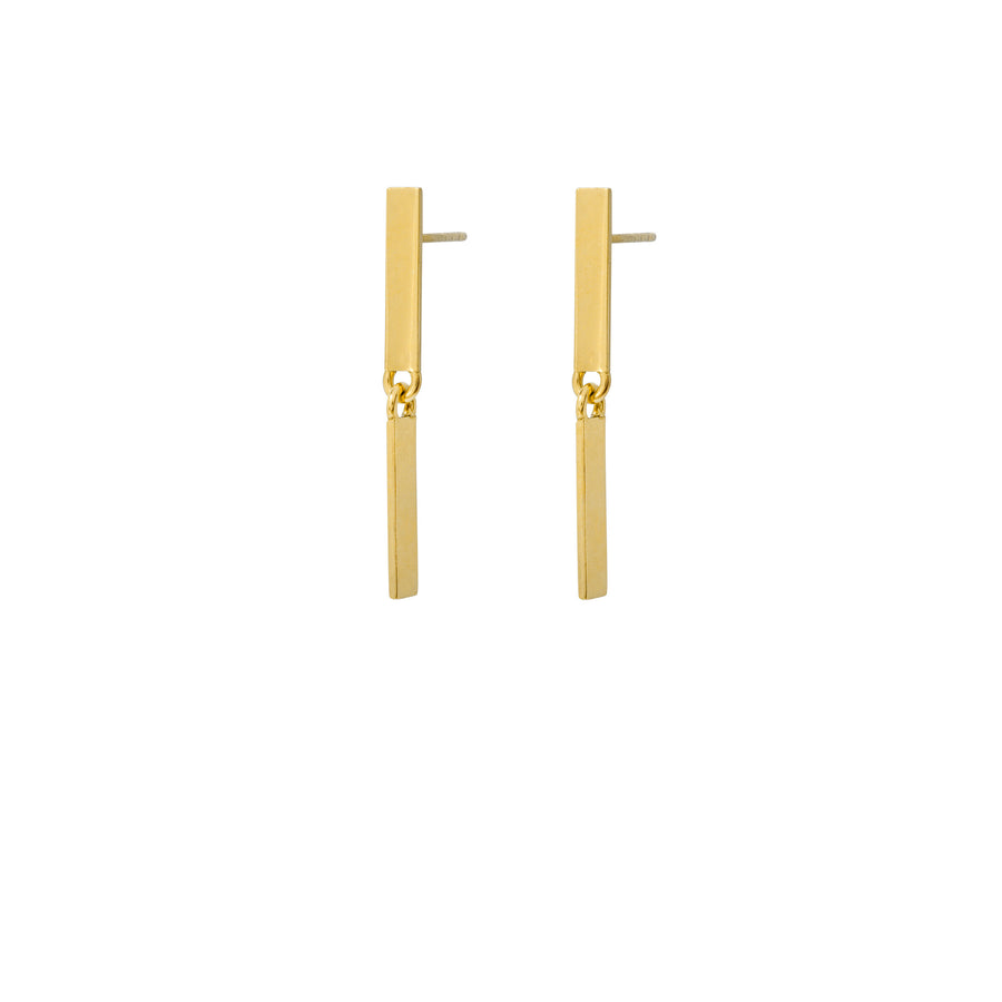 Gold Short Bar Earrings