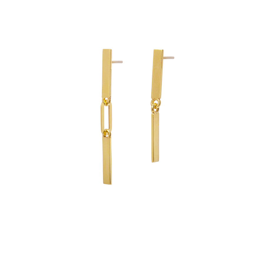 Asymmetric Gold Bar Earrings