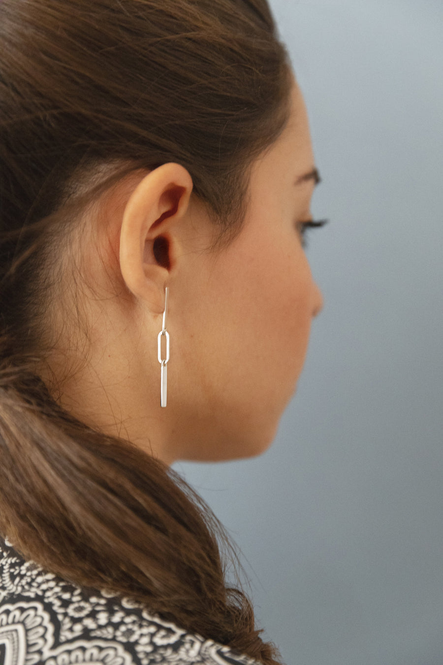 Silver Asymmetrical Bar Earrings